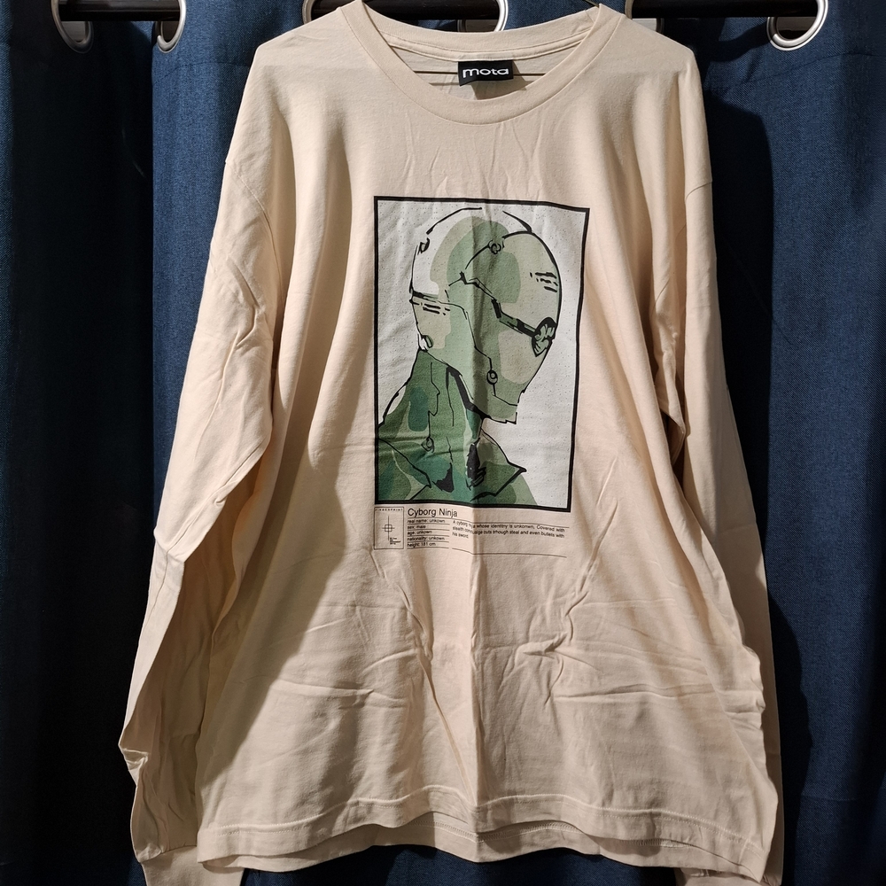 MOTA "Cyborg Ninja" Beige Graphic Long Sleeve Shirt